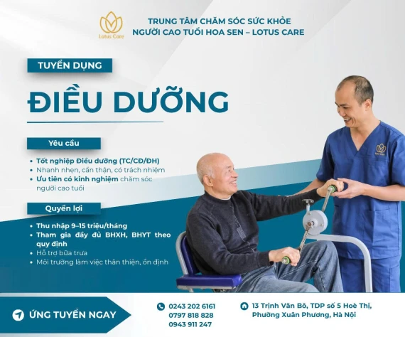 TRUNG TÂM CHĂM SÓC SỨC KHOẺ NGƯỜI CAO TUỔI HOA SEN TUYỂN DỤNG ĐIỀU DƯỠNG VIÊN